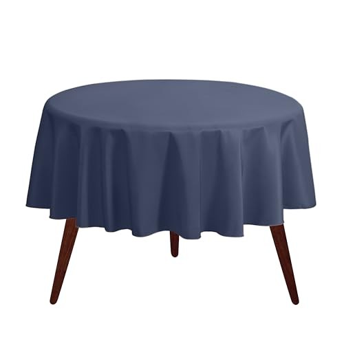 Round Tablecloth – 70 Inch Round Table Cloth for 24 to 70″ (Round) Navy Blue