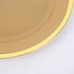GOLD 10 Round 7″ Plastic SALAD PLATES Gold Rim Party Events Tableware