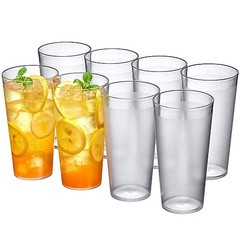 – Cafely – 24-Ounce Plastic Tumblers (Set of 8), Plastic All-Clear, 24 oz