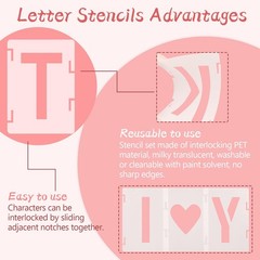 2 Inch Letter Stencils, 42Pcs PET Letter Stencil for DIY Project Art Craft Sp…