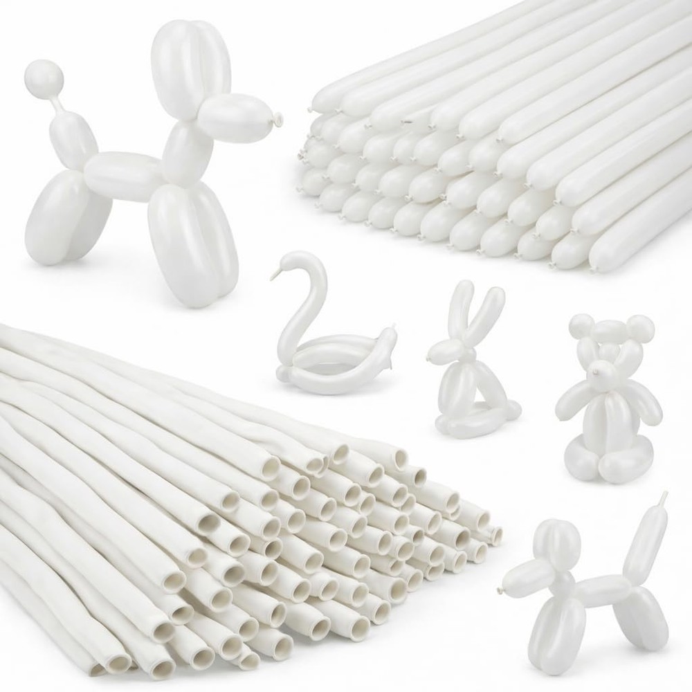 Nobledecor 260 Balloons 100Pcs White Long 12.6 inches, 100pcs