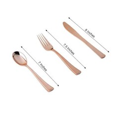 Plastic Rose Gold FORKS SPOONS KNIVES SET Disposable TABLEWARE Wedding Party
