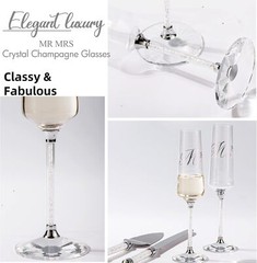 Wedding Cake Knife and Server Set, Mr and Champagne Flutes with Wedding Cake