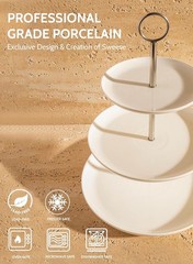 Sweese Porcelain 3-Tier Cupcake Stand – Elegant White Porcelain Cake Stand New