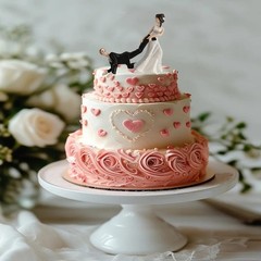 4.2 X 3.9 in Bride Dragging Groom Cake Topper, Funny Wedding Party Figurine D…