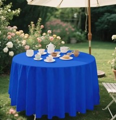 84 x 84 Plastic Table Cover Waterproof 2 Pack Royal Blue Tablecloth Round