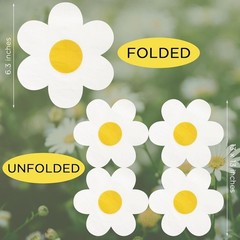 100 Yellow Paper Napkins 13×13 in with Bohemian Daisy Print for Birthday Party