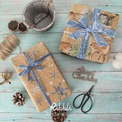Ribbli Dusty Blue Velvet Ribbon 3/8″ x 10 Yards Crinkled Luxury Gift Wrap Craft