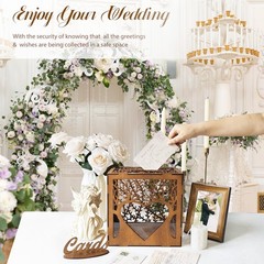1 PCS Wooden Wedding Card Box With Slot Acrylic Window Money Gift Brown