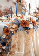 Ling’s moment 9FT Eucalyptus & Willow Leaf Garland Orange And Denim