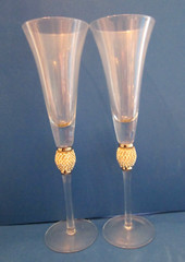 2 David Tutera Decorative Champagne Glass Flute Rhinestones Couple Wedding Toast