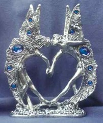 Fairy Heart Pewter Cake Topper Wedding Cake