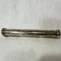 Silver Metal Engraved Wedding Certificate Holder Keepsake Small Tube Container