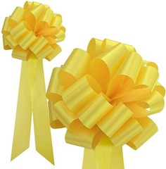 Big Decorative Yellow Pull Bows with Long Tails – 9″ Wide, Set of 6, Easter