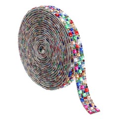 3 Yards Self-Adhesive Rhinestone Ribbon Roll (Mixed Colors 12mm/0.47″ Wide)