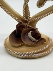 Vintage Studio Cake Topper His and Hers Cowboy Hats Hearts Wedding Decor Western