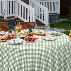 6 Pcs Sage Green Gingham Tablecloth Decorations, Disposable Round Green