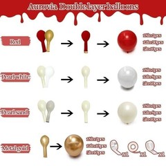 Red White Gold Balloon Garland Double Stuffed Burgundy Red Red Pearl White Gold