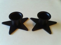 NEW STAR Taper Candle Holders BLACK Set of 2 Western Rustic Craft Americana