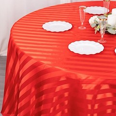 Balsa Circle 120 in Red Stripes Satin Round Tablecloth 120″ (Round),