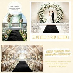 Wedding Aisle Runner 48″ W X 20 FT L Black Velvet for Ceremony – Elegant Carpet