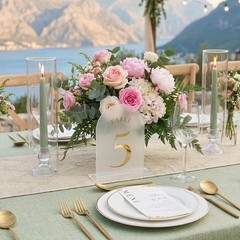 Frosted Arch Wedding Table Numbers Stands 130 Gold Foil 5×7 Acrylic 30 PCS