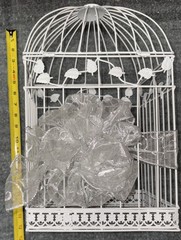 VINTAGE WHITE HANGING 16” BIRDCAGE WEDDING DECORATIVE SHABBY CHIC COTTAGECORE