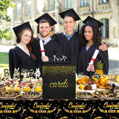 Black Gold Cards Box for Birthday, Wedding, Bridal or Baby Shower, Graduation, A