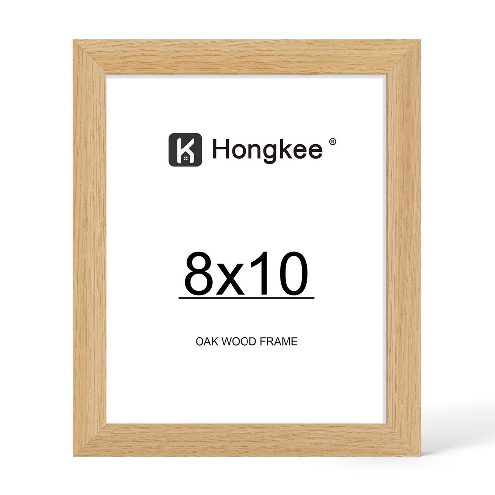 8×10 Oak Wood Picture Frame, Display 8 x 10 Photo with Tempered Glass Cover, …