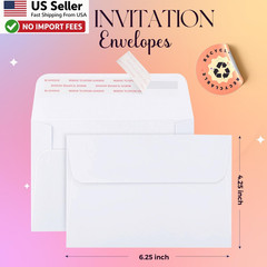 ACSTEP 50Pack White A4 Envelopes 4-1/4 X 6-1/4 Self Seal Wedding Photo FROM USA