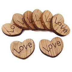 Honbay 300PCS Tiny Wooden Love Hearts Confetti Rustic Heart Wedding Table