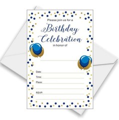 Shiningwise 25 Pack of Royal Blue Birthday Invitation Cards with Envelopes fo…