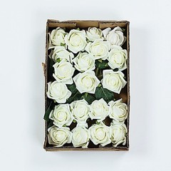 24 IVORY 2″ Mini FOAM ROSE Flowers Stems Wedding Events Decorations Supplies