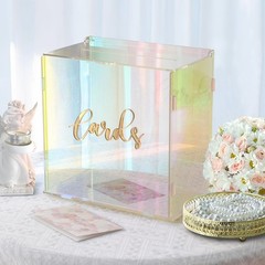Iridescent Acrylic Wedding Card Box String Light DIY Gift Envelope Holder