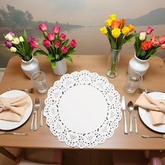 150Pcs 6″ White Lace Paper Doilies – Disposable Round Table Decor for