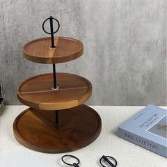 Snadulor 3 Tier 13″ Cake Stand Fruit Heavy Plate Handle Fittings Round Black