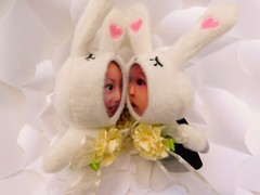 Personalized 3D Faces on Stuffed Toys – Wedding Rabbit Couple