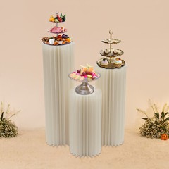 3PCS Cardboard Flower Stands White Round Wedding Backdrop Display Stands Modern