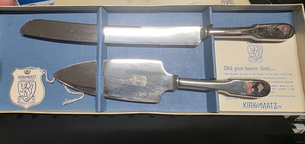 Kirk & Matz Wedding Cake Knife & Server Set, 2pc Glossy Stainless Steel
