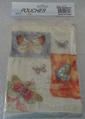 6 Ivory 5×7″ Muslin Butterfly printed on front Drawstring Beaded Favor Bags