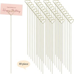 40 Pcs Metal Floral Place Card Holder 12 Inch Floral Picks Clip Metal Wire Photo