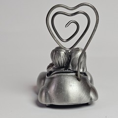 JUST MARRIED Car Bride & Groom Wedding Dinner Setting Pewter Place Card Holder