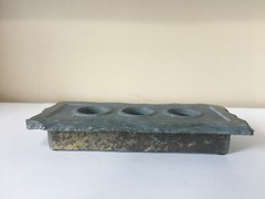 Tea Light Concrete and Slate Primitive Outdoor Rectangular 3 Hole Candle Holder