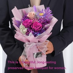 lovenfold Preserved Flowers for Delivery, Purple Rose Bouquets That violet