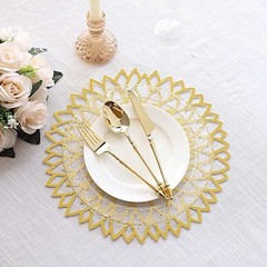 6 Metallic Gold 13″ Laser Cut Hibiscus Flower Cardboard Placemats Party Events