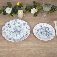 50 Dessert and Dinner Plates WHITE with Blue French Toile Pattern Wedding Party