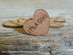 100 qty 1″ It’s A Girl! Wood Hearts Table Confetti Wooden Baby Shower