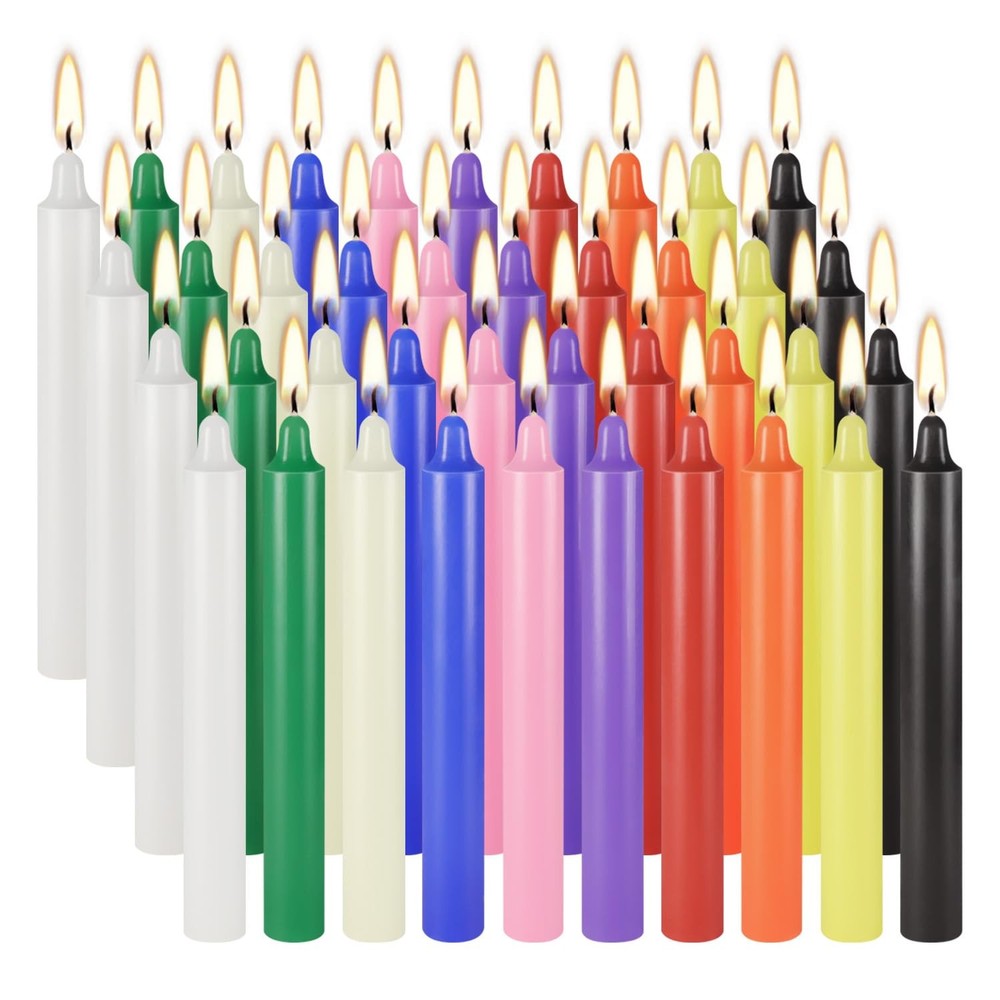 40 Pack Assorted Color Spell Chime Candles-4 Inch Mini 40Pack, Multicolor