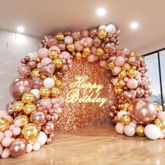 Rose Gold Balloons Arch Kit, 140Pcs 18 12 10 5inch, and Pink White