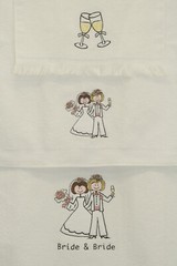 3PC Bride an Bride Wedding Gift Hers and Hers Towel Set Formal Champagne Bouquet